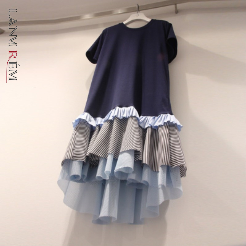 LANMREM 2021 new summer fashion women clothing round neck short sleeves ruffles patchwork mesh pullover loose dress WL03905L, Color
LANMREM 2021 new summer fashion women clothing round neck short sleeves ruffles patchwork mesh pullover loose dress WL03905L, Color