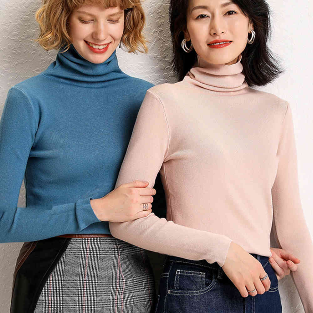 Winter Women Solid Turtleneck Sweater Female Long Sleeve Chic Elegant Ladies Jumpers Pull Femme Pullover 210428