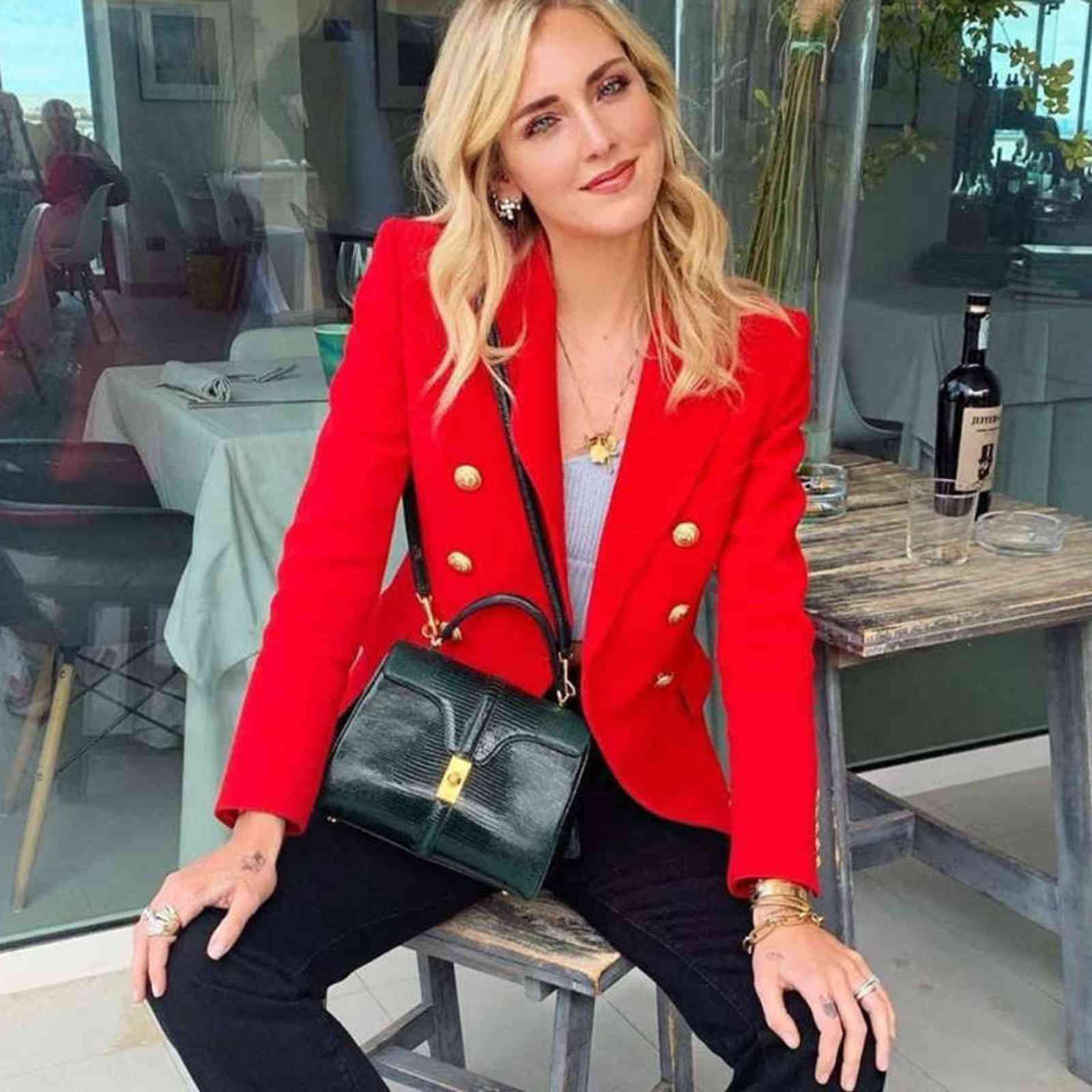 Green Blue Yellow Black White Blazer Women Office Formal Double Breasted Buttons s High Quality Drop Ship 211122