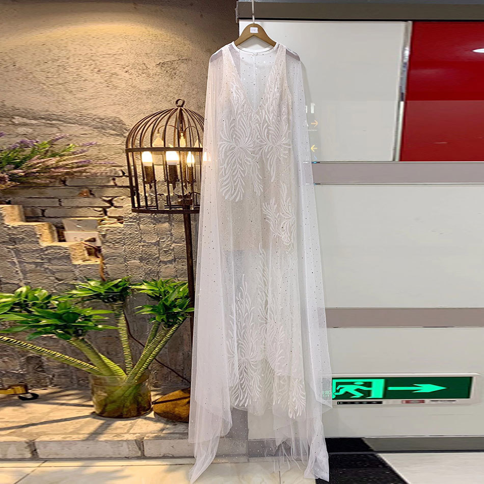 Free Women Maxi Dress Sexy V-neck Shawl Embroidered Long Bodycon Elegant Club Runway Party Vestido 210524