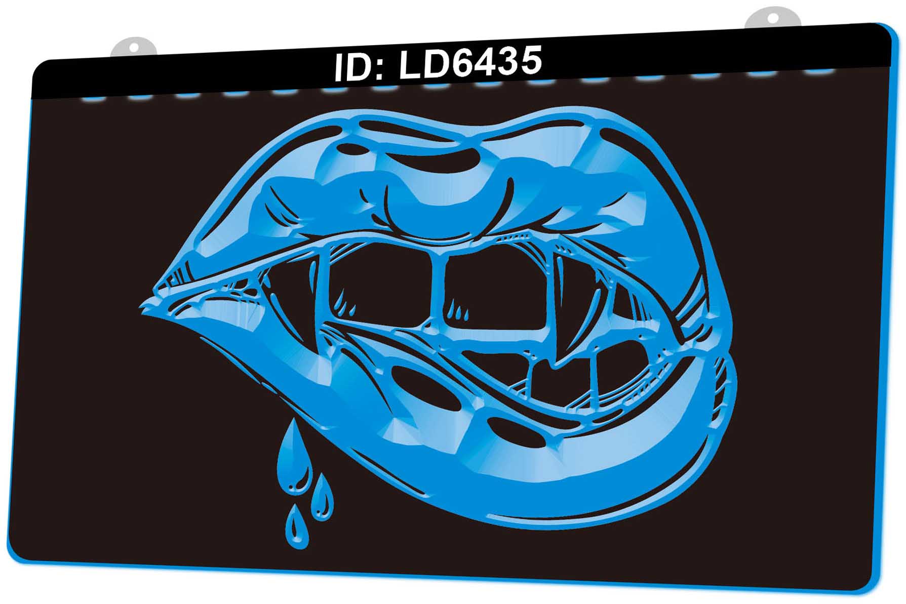 LD6435 Lips Vampire Teeth 3D Engraving LED Light Sign Wholesale Retail