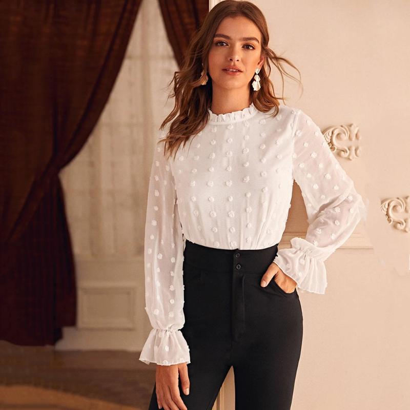 Women's Blouses & Shirts For Autumn T-shirt Tops Fashion Lotus Leaf Collar One Button Casual Loose Horn Long Sleeve Ladies Chiffon Shirt 202, White
Women's Blouses & Shirts For Autumn T-shirt Tops Fashion Lotus Leaf Collar One Button Casual Loose Horn Long Sleeve Ladies Chiffon Shirt 202, White