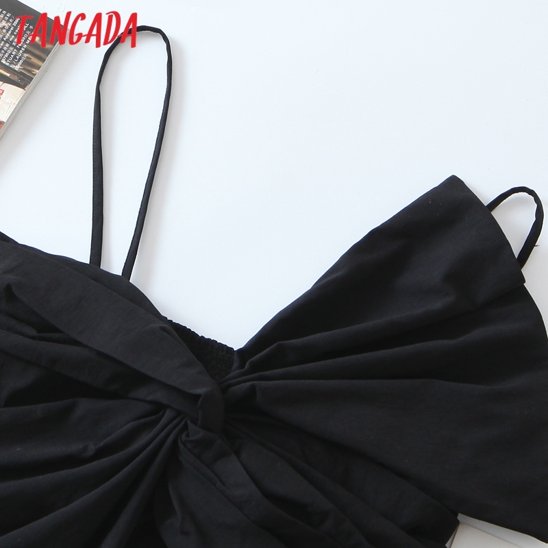 Women Bow Bralette Camis Crop Top Spaghetti Strap Sleeveless Backless Short Shirts Female Solid Tops QW94 210416