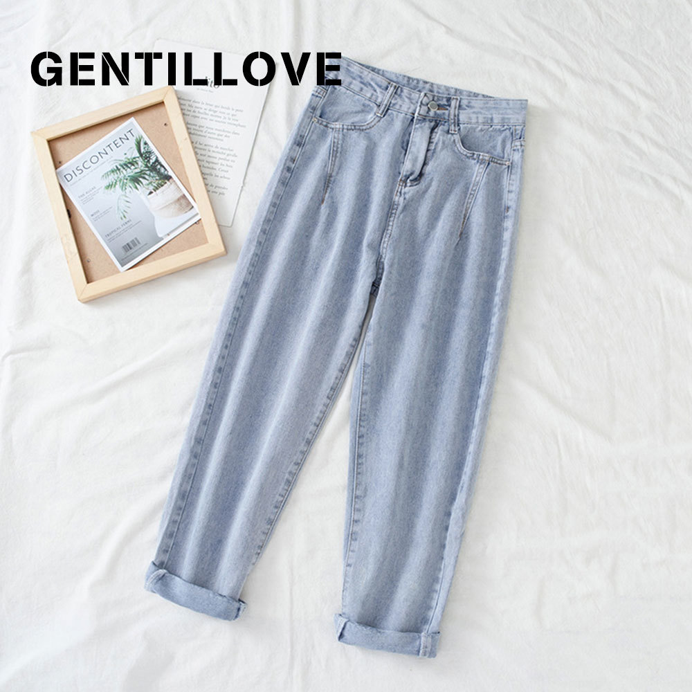 Korean High Waist Jeans Women Harem Pants Loose Casual Plus Size Street Denim Female Trousers with Belt Classic Streetwear 210428