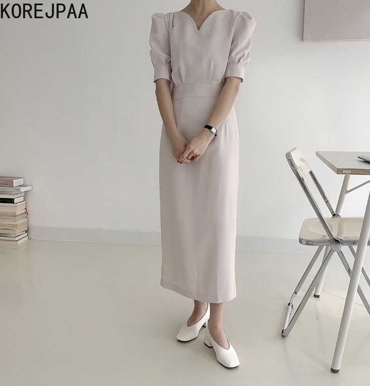 Korejpaa Women Dress Summer Korean Chic Female Elegant Temperament V-Neck Pleated Slimming Puff Sleeve Split Vestidos 210526, Beige
Korejpaa Women Dress Summer Korean Chic Female Elegant Temperament V-Neck Pleated Slimming Puff Sleeve Split Vestidos 210526, Beige