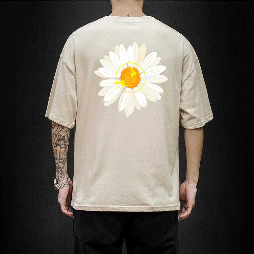 LIFENWENNA Casual T Shirts Summer Flower Print Top Tees Mens Hip Hop Short Sleeve Streetwear Fashion Harajuku Male Tshirt 210629