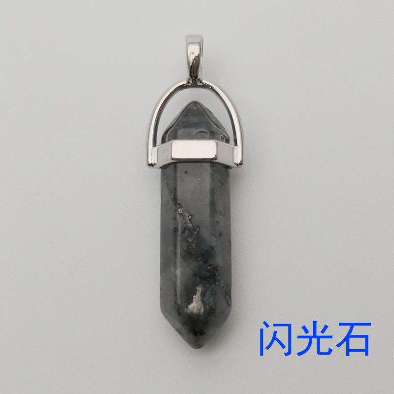 Natural Stone Hexagon Prism Charms Rose Quartz Tiger's Eye Opal Pendants Crystal Pendants Clear Chakras Gem Stone fit earrings necklace making as