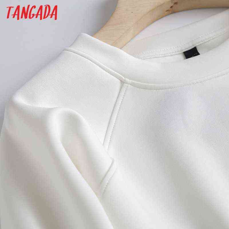 Tangada Women White Sweatshirts Oversize Long Sleeve O Neck Loose Pullovers Female Tops 6D90 211108