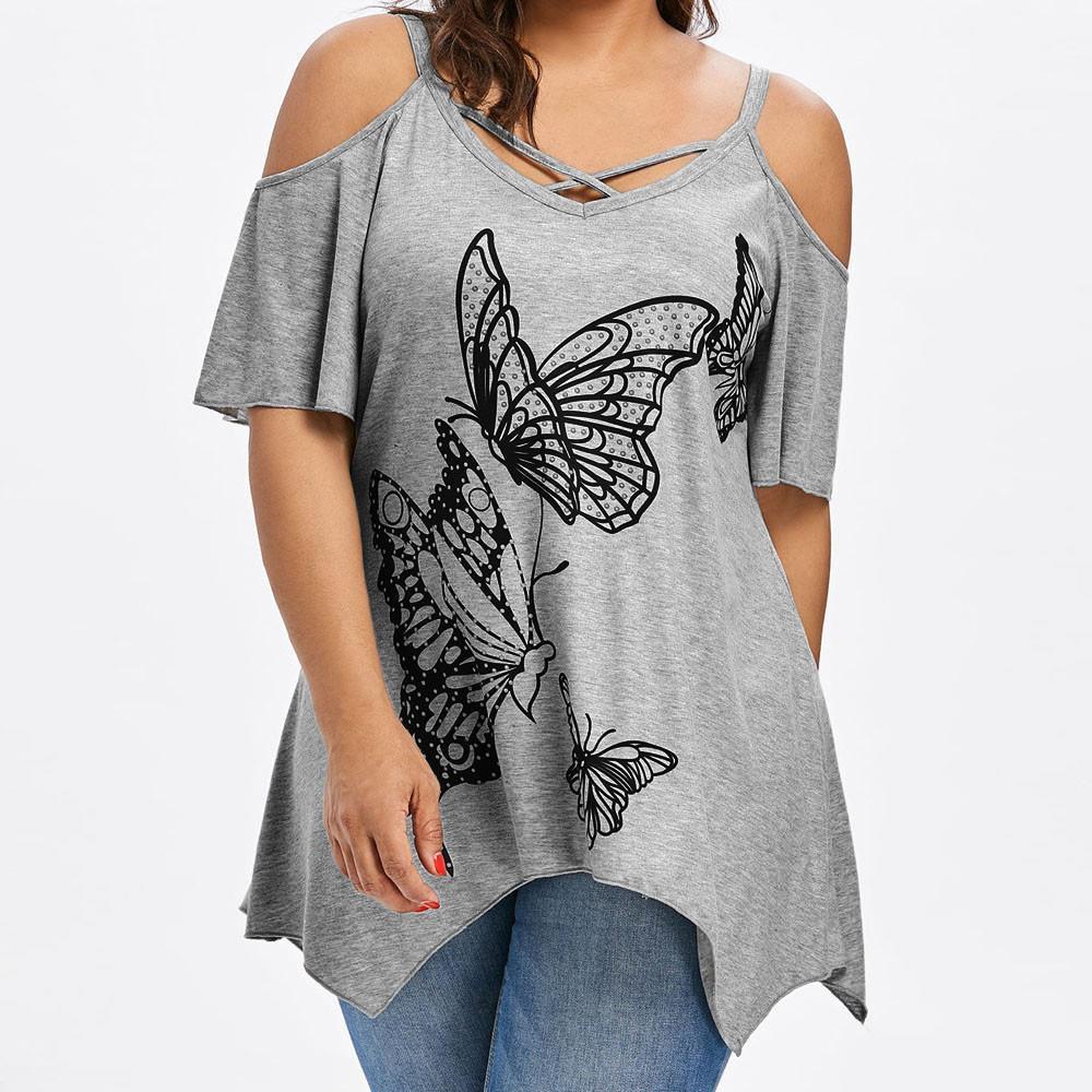 Large Size Tunic Sexy Womens T Shirt Front Cross Butterfly Printing Open Shoulder Short Sleeve Tops Wh, White
Large Size Tunic Sexy Womens T Shirt Front Cross Butterfly Printing Open Shoulder Short Sleeve Tops Wh, White