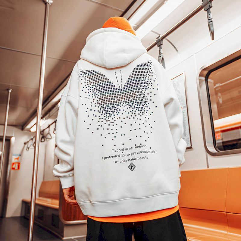 National Oversize Reflective Hoodies Men's Hooded Autumn And Winter Loose Large Size Couple Jacket 210526