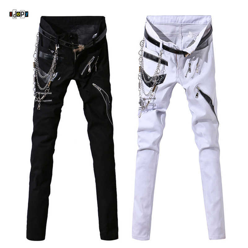 Idopy Men Hip Hop Jeans With Chain Patchwork Punk Gothic Party Stage Multi Zippers Leather Performance Pants For Man 210622, Black
Idopy Men Hip Hop Jeans With Chain Patchwork Punk Gothic Party Stage Multi Zippers Leather Performance Pants For Man 210622, Black
