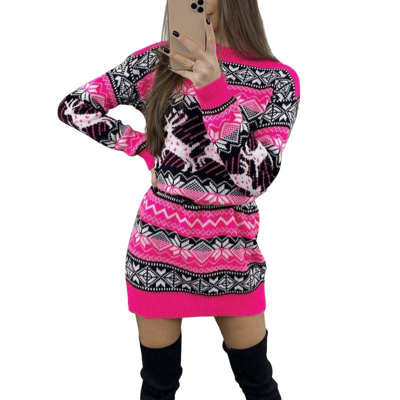 Women' Sweaters Christmas Sweater Dresses Pullover Long Sleeve Round Neck Slim Fit Knit Dress
Women' Sweaters Christmas Sweater Dresses Pullover Long Sleeve Round Neck Slim Fit Knit Dress