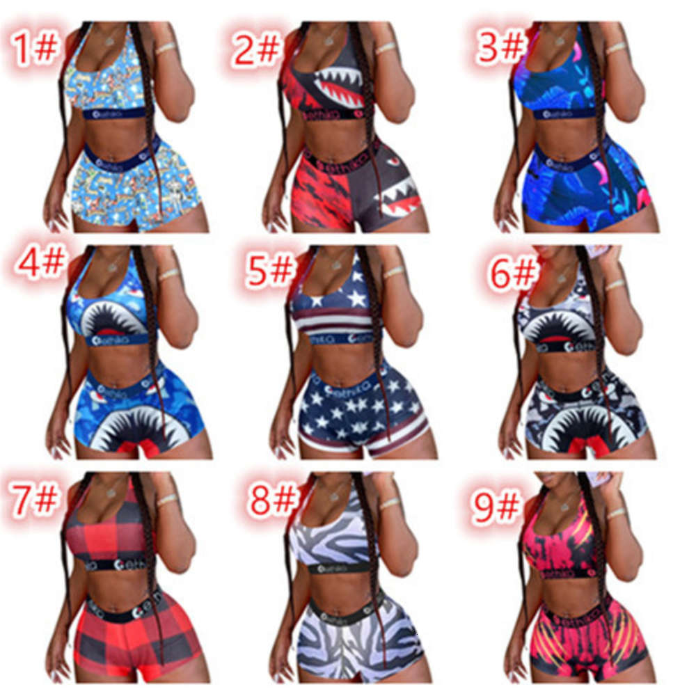 

hot Ethika Women Designer Swimwear Sports Bra + Shorts Trunks 2 Piece Brand Tracksuit Quick Dry Beachwear Bikini Set CY2029, Mix or give list