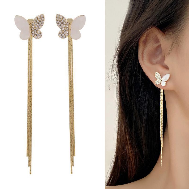 Dangle & Chandelier 2021 Fashion Long Tassel Butterfly Drop Earrings Shell Crystal Gold Hanging Women Winter Jewelry Girls Party Gift, Silver
Dangle & Chandelier 2021 Fashion Long Tassel Butterfly Drop Earrings Shell Crystal Gold Hanging Women Winter Jewelry Girls Party Gift, Silver