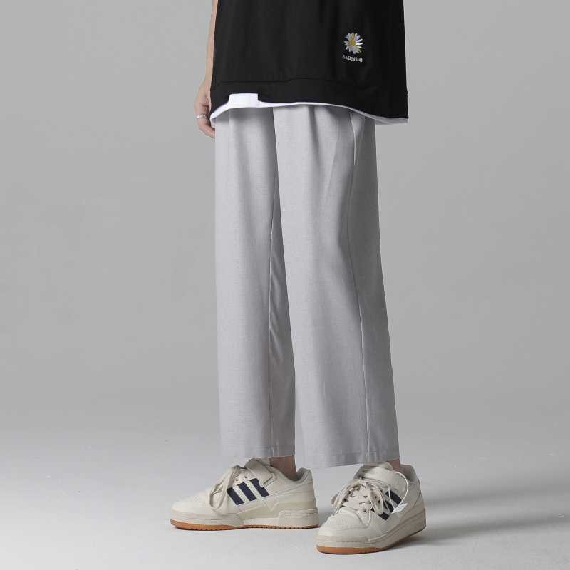 Single Road Mens Wide Leg Pants Summer Light Weight Joggers Trousers Japanese Streetwear Cold Feeling Comfortable Home Pants Men Y0811
