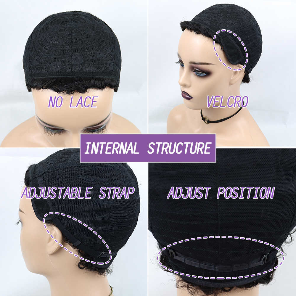 Short Afro Kinky Curly Wig For Black Women Allure Natural Human Hair Wig Cheap Machine Made Wig Brown Color 100% Human Hair S0826