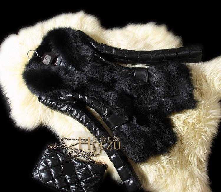 PU Leather Faux Fur Women Coat Casual Fluffy Coat Black Faux Fur Collar Jacket Coat 211019