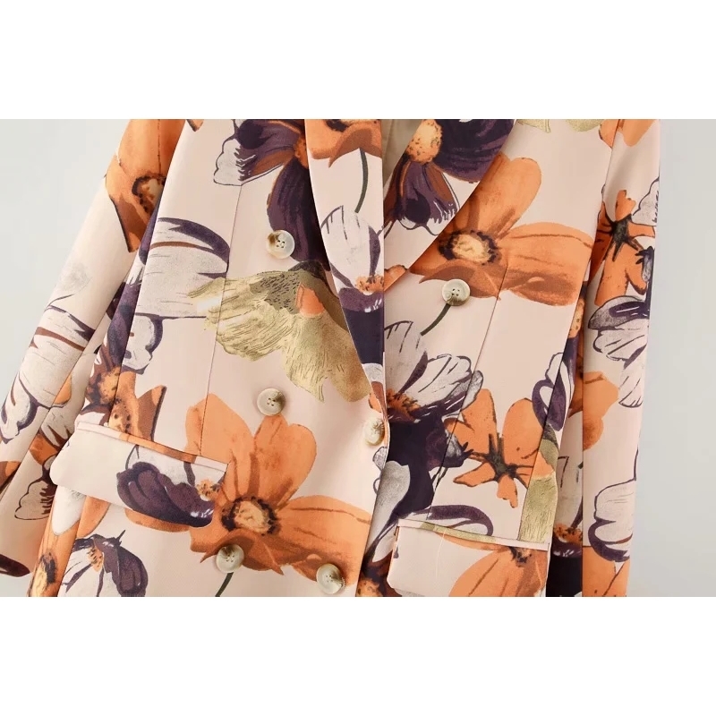 vintage women chic floral blazers autumn fashion ladies elegant slim long suits jacket female casual suit girls cute 210430