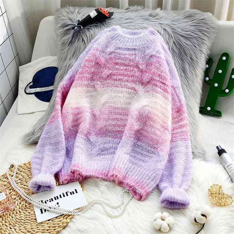 Korean Mohair Sweater Women Casual Autumn Winter Hollow Out Pullovers Vintage Lazy Style Chic Oversized Gradient Top 210517, Purple
Korean Mohair Sweater Women Casual Autumn Winter Hollow Out Pullovers Vintage Lazy Style Chic Oversized Gradient Top 210517, Purple