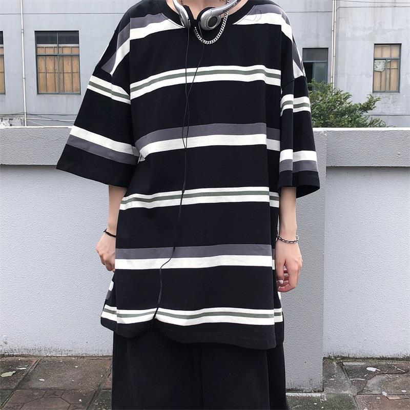 Women's T-Shirt Summer Oversized Women Short Sleeve Striped Couple Japanese Korean Style Loose Student Black Top Shirts, White
Women's T-Shirt Summer Oversized Women Short Sleeve Striped Couple Japanese Korean Style Loose Student Black Top Shirts, White