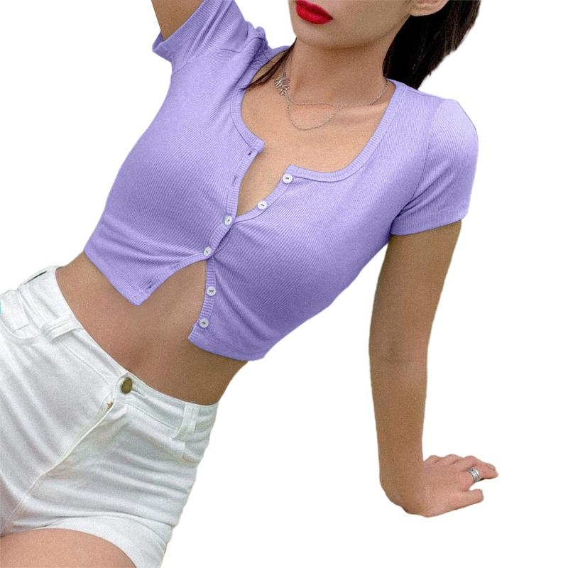 Women' T-Shirt Fashion Women Ladies Sexy T Shirt Tops Solid Short Sleeve Button Slim Clubwear Summer Casual Clothes, Black
Women' T-Shirt Fashion Women Ladies Sexy T Shirt Tops Solid Short Sleeve Button Slim Clubwear Summer Casual Clothes, Black