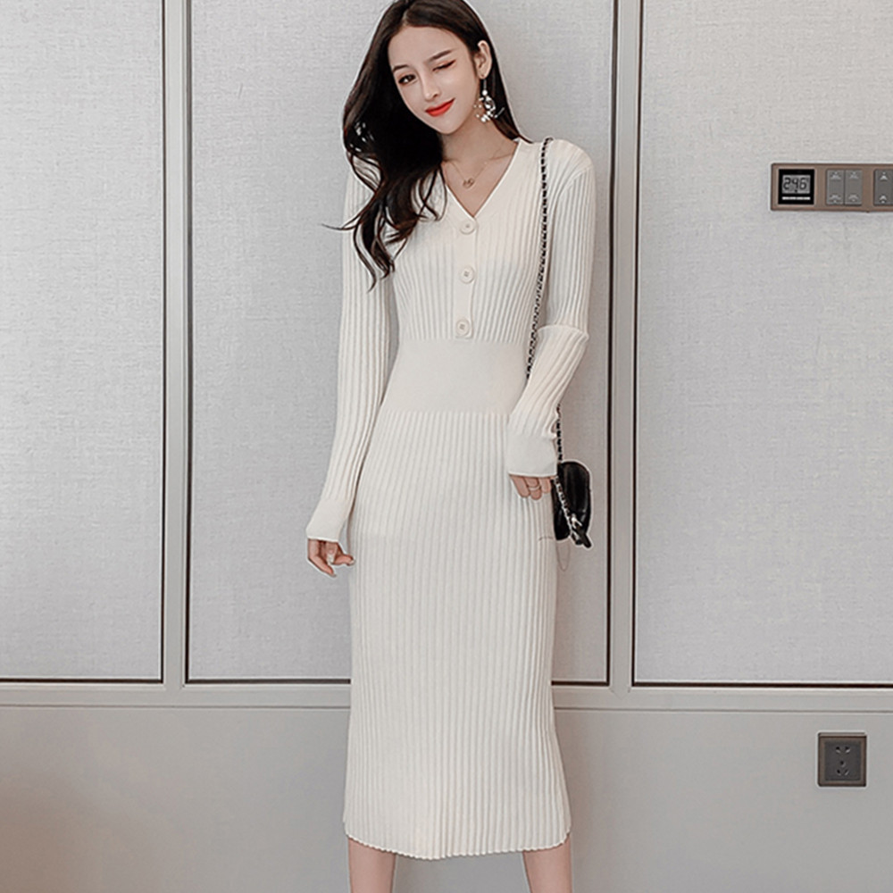 Vintage Elegant Knitted Sweater Dress Women Fashion Solid Full Sleeve Party Sexy V-Neck Vestidos Autumn Spring 210520, Photo color
Vintage Elegant Knitted Sweater Dress Women Fashion Solid Full Sleeve Party Sexy V-Neck Vestidos Autumn Spring 210520, Photo color