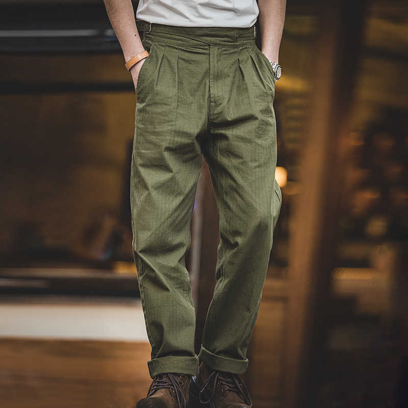 Maden Elastic Vintage Pants Mens Jumpsuit Cargo Work Pant Casual Overalls Sateen Classic Stright Trousers Bottoms 210930