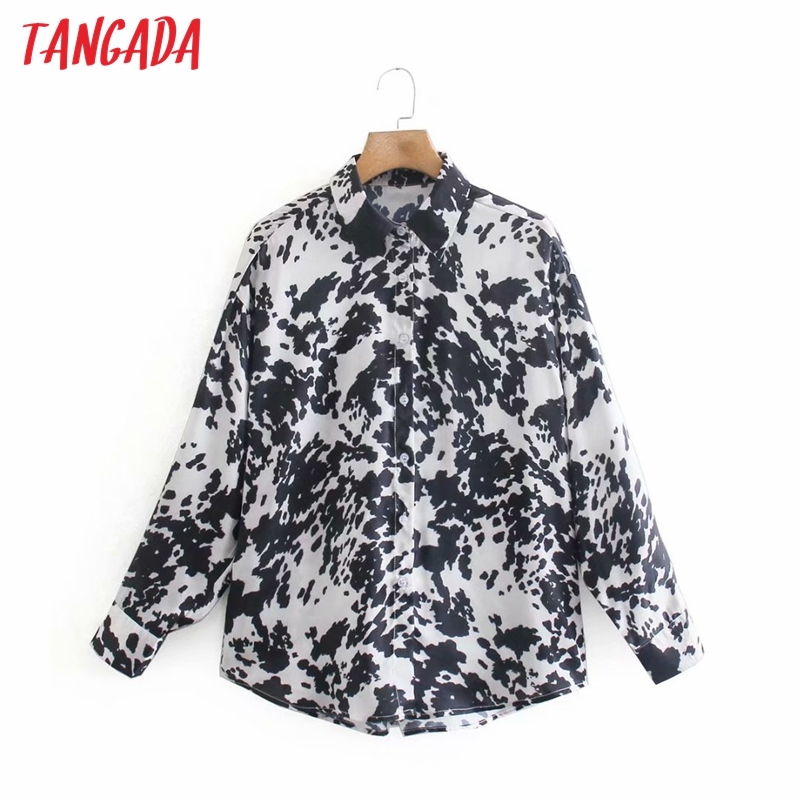 Women Loose Animal Print Blouse Long Sleeve Chic Female Casual Shirt Blusas Femininas XN300 210416