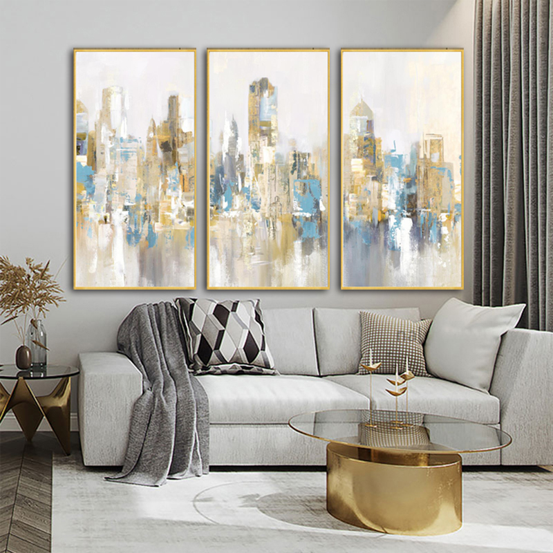 Golden City Building Poster Abstract Oil Painting Printed On Canvas Prints Wall Art Pictures For Living Room Modern Home Decor