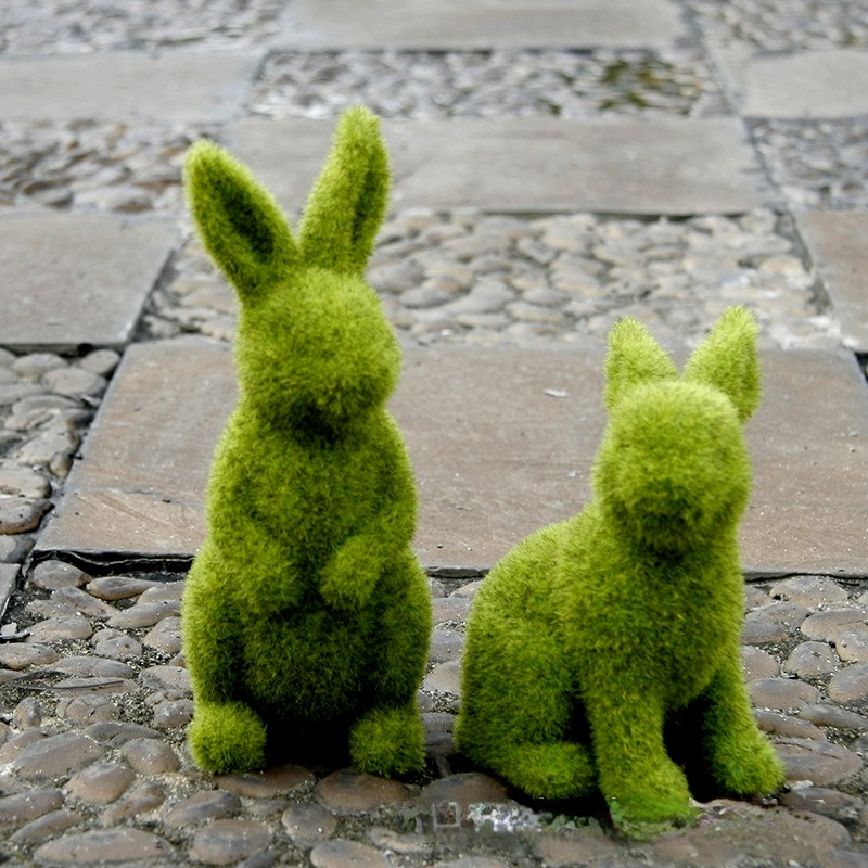 Easter Resin Simulation Flocking Rabbit Home Garden Courtyard Grass Outdoor Window Shooting Scene Decoration(The logistics price Pls Contact us)