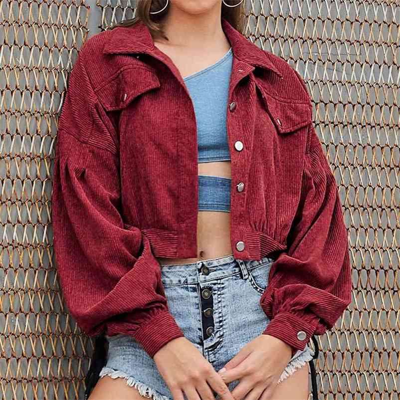 Corduroy Cropped Short Jacket Women Coat Solid Turn Down Collar Batwing Sleeve Button Female Coats Autumn Casual Outerwear 210524, Brown
Corduroy Cropped Short Jacket Women Coat Solid Turn Down Collar Batwing Sleeve Button Female Coats Autumn Casual Outerwear 210524, Brown