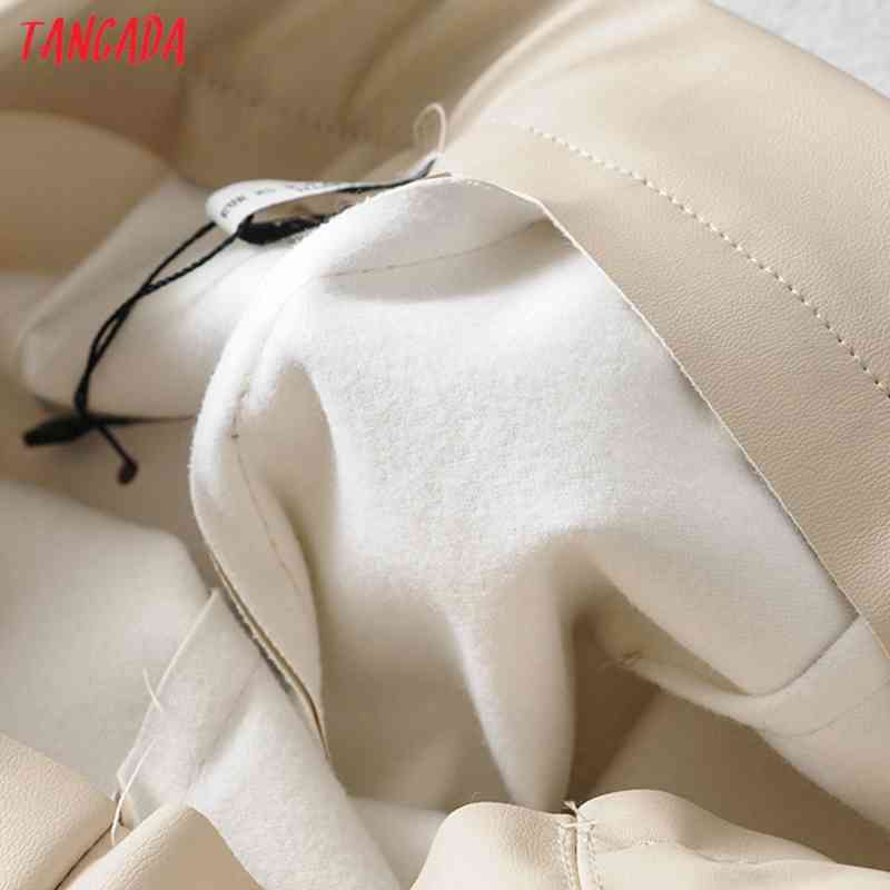women black white skinny PU leather stretch zipper female autumn winter pencil pants trousers 6A04 210416