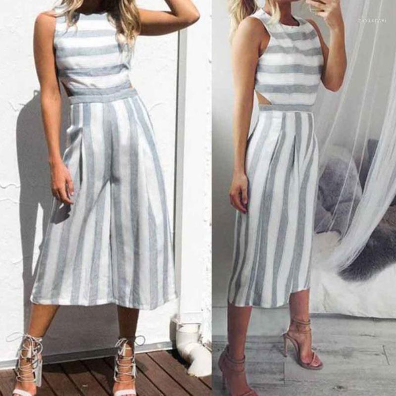 Women' Jumpsuits & Rompers Striped Backless Jumpsuit Summer Lady Sleeveless Calf-Length Pants Wide Leg Elegant Cotton Casual Loose Party St, Gray
Women' Jumpsuits & Rompers Striped Backless Jumpsuit Summer Lady Sleeveless Calf-Length Pants Wide Leg Elegant Cotton Casual Loose Party St, Gray