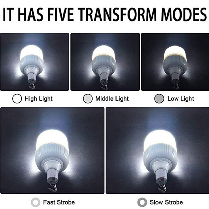 Outdoor Bulb USB Rechargeable LED Emergency Lights Portable Tent Lamp Battery Lantern BBQ Camping light for Patio/Porch/Garden