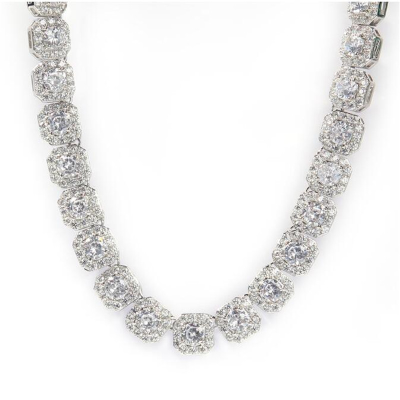 Top Sell Hip Hop Jewelry Zircon 9mm Width Necklace White Gold Fill 5A CZ Dia Gemstones Party Women Men Wedding Pendant For Lover Gift Free s