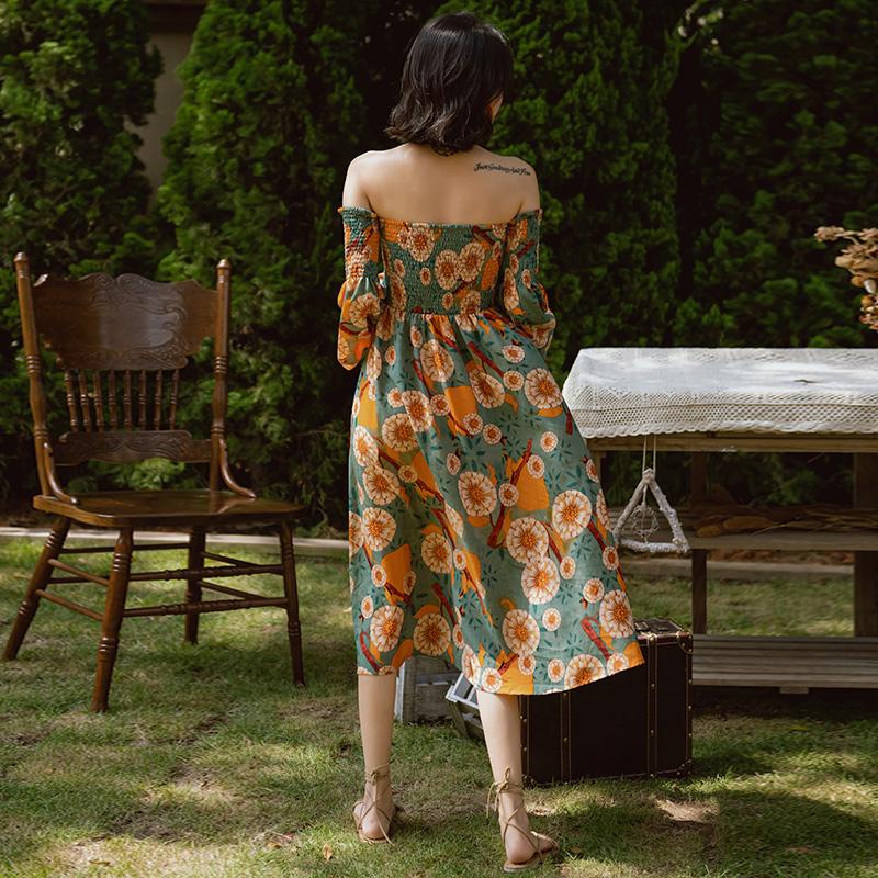 Casual Dresses 2021 Strapless Sexy Shoulder Waist Dress Summer Bali Bohemian Beach Female Seaside Holiday