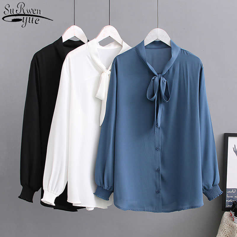 Spring Office Lady Puff Sleeve Women Shirts with Bow Plus Size Loose Chiffon Women Blouse and Tops Vintage Female Clothing 210527, Black
Spring Office Lady Puff Sleeve Women Shirts with Bow Plus Size Loose Chiffon Women Blouse and Tops Vintage Female Clothing 210527, Black