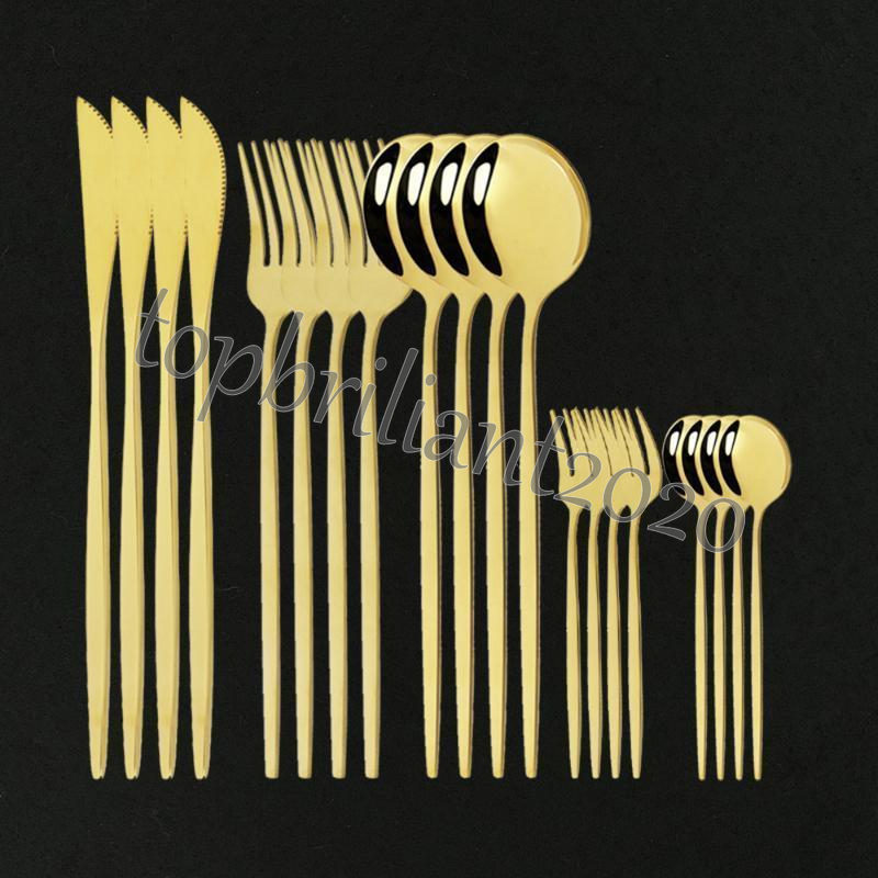 DHL Dinner 20Pcs Cutlery Stainless Steel Tableware Cake Fork Knife Set Dinnerware Home Flatware Modern Gold Mirror Cutlery Set
DHL Dinner 20Pcs Cutlery Stainless Steel Tableware Cake Fork Knife Set Dinnerware Home Flatware Modern Gold Mirror Cutlery Set