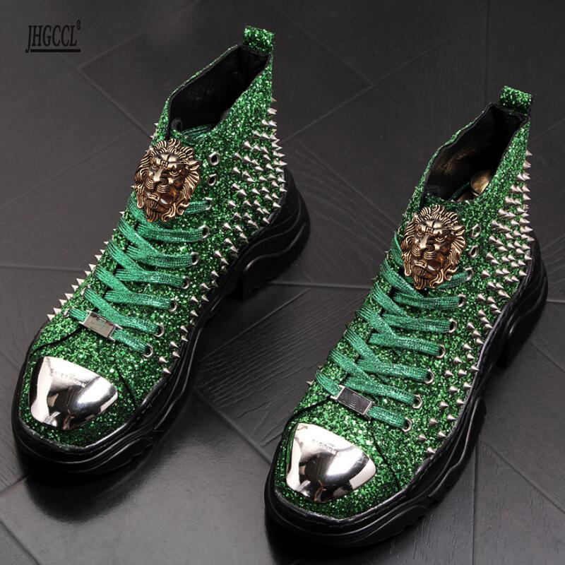 Luxury rivet Boots Men's shoes designer sneakers men punk high tops gold red light bottom Casual Platform shoe zapatillas hombre A7, Black
Luxury rivet Boots Men's shoes designer sneakers men punk high tops gold red light bottom Casual Platform shoe zapatillas hombre A7, Black