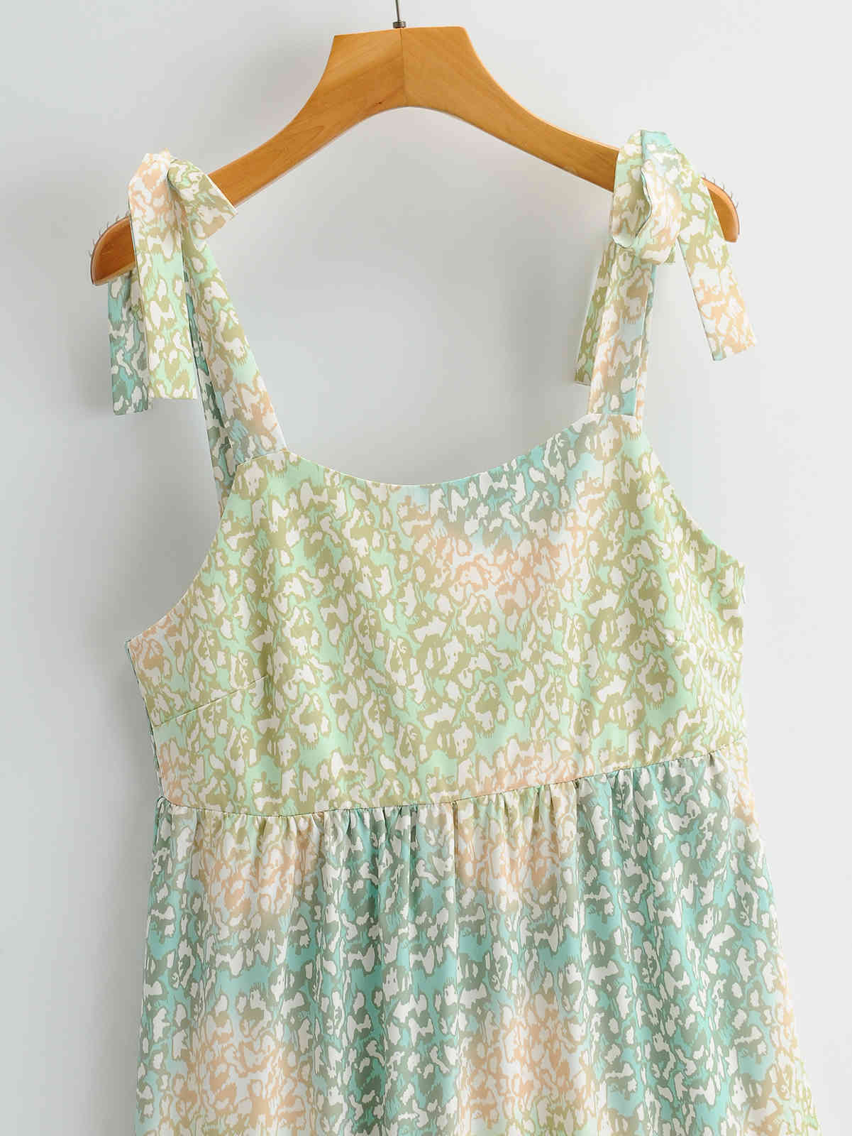 Women One-shoulder Square Neck Suspender Dress Vintage Mid-length Stitching Bohemia Chic Female Dresses Vestidos 210507