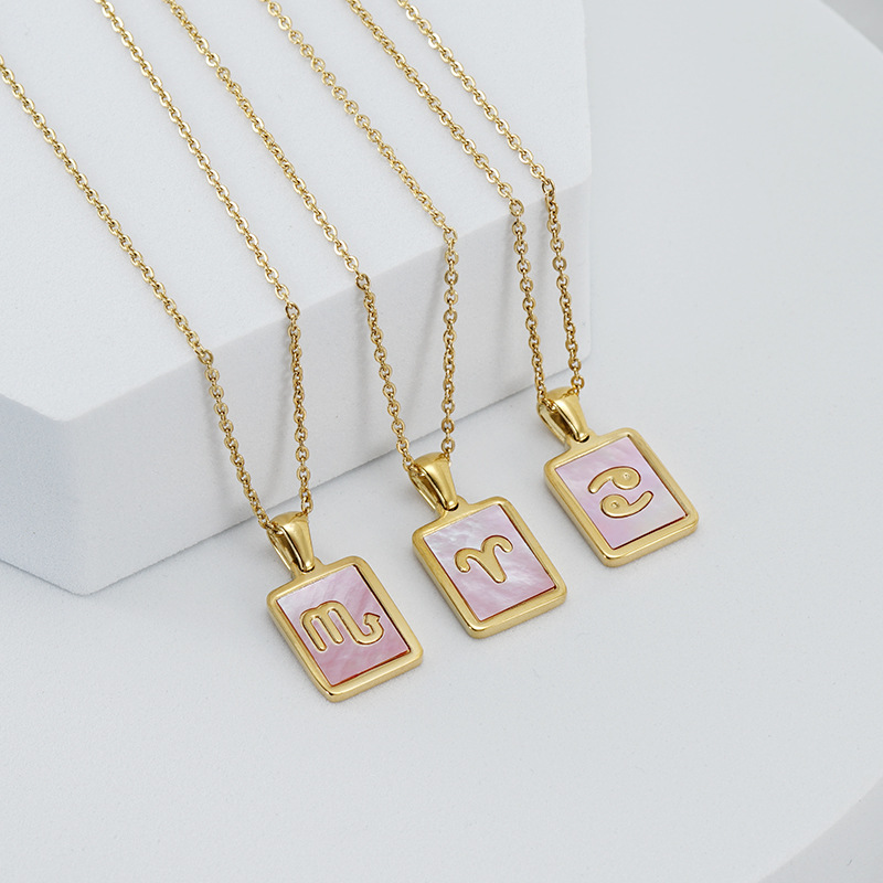 Fashion Natural Pink Shell Stainless Steel Constellation Pendant Necklace Astrology Jewelry for Man Woman
Fashion Natural Pink Shell Stainless Steel Constellation Pendant Necklace Astrology Jewelry for Man Woman