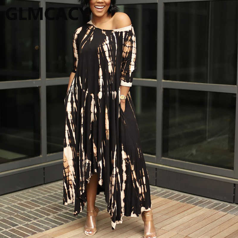Tie Dye Off Shoulder Causal Maxi Dress 210702