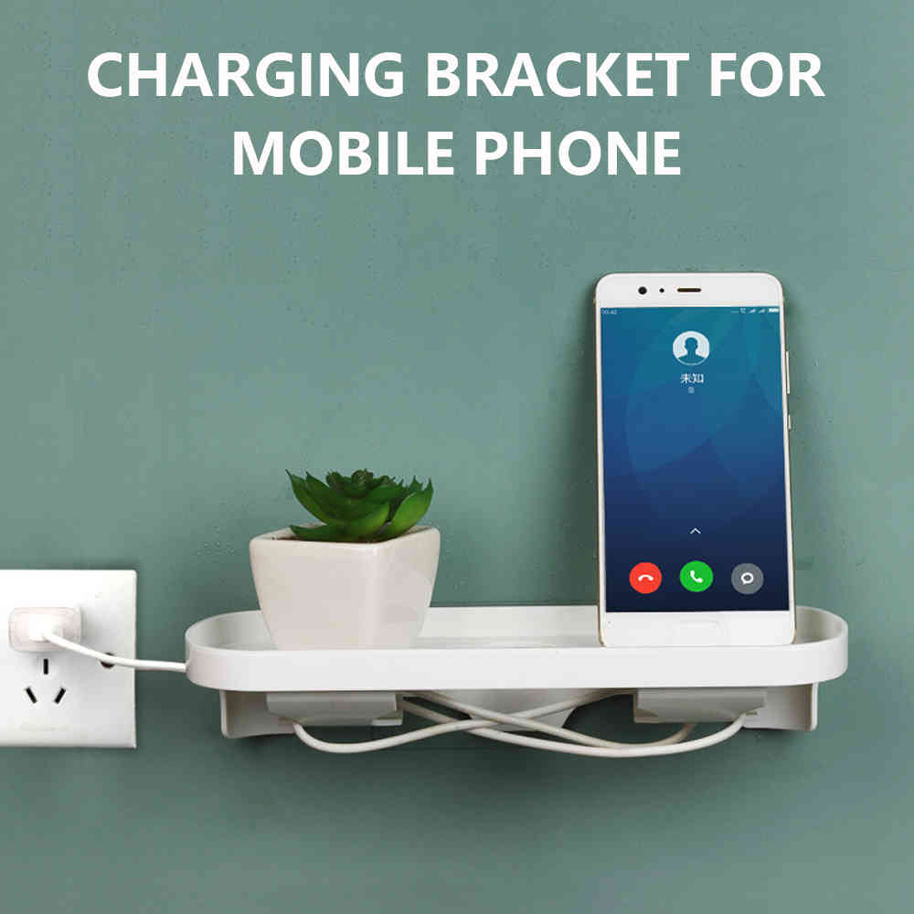 Bedside Charging Shelf Stand Storage Organizer Rack Bedroom Floating Nightstand Shelf For Smart Phone Tablet Charging