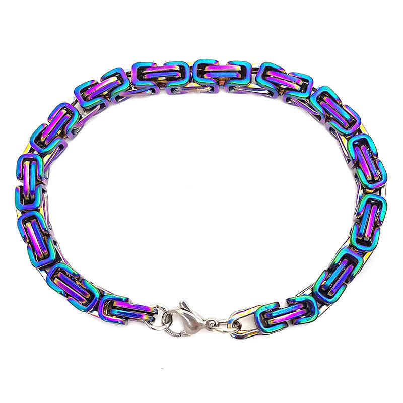 Byzantine Bracelet Stainless Steel Jewelry for Men Women 5mm 6mm 7mm Handmade Colorful Bangles Gifts