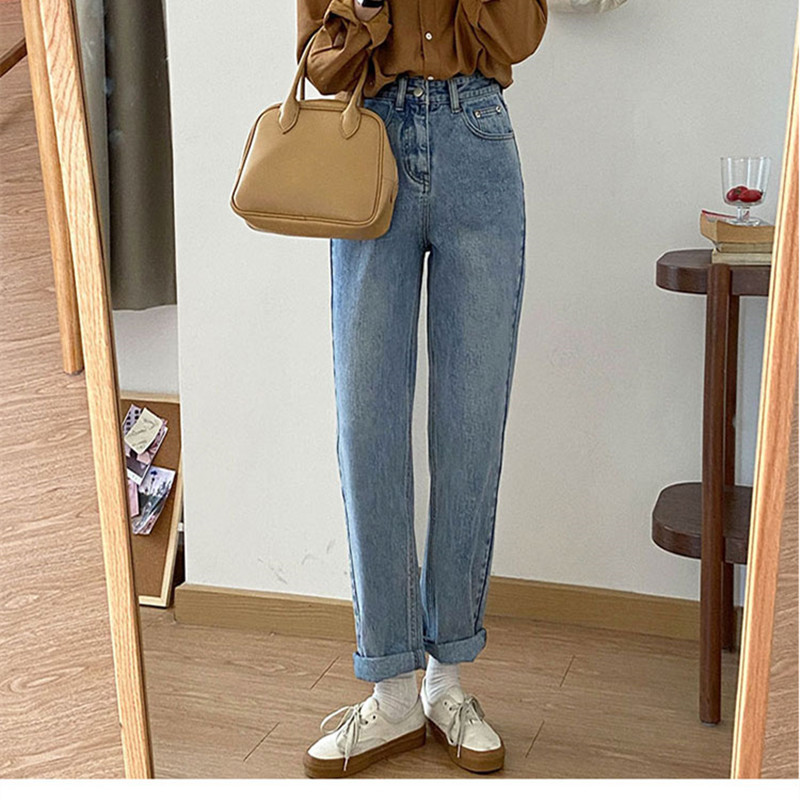 3Colors spring autumn korean style women denim Pants Casual high waist jeans for women straight long pants (X1737 210423