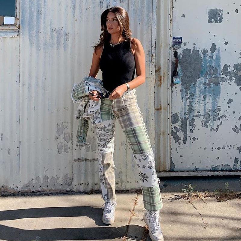 Women's Pants & Capris Patchwork Vintage Checkered Jeans Women Print Skinny High Waist Denim Ladies Y2K Fashion Frill Trousers Female Street, Black;white
Women's Pants & Capris Patchwork Vintage Checkered Jeans Women Print Skinny High Waist Denim Ladies Y2K Fashion Frill Trousers Female Street, Black;white