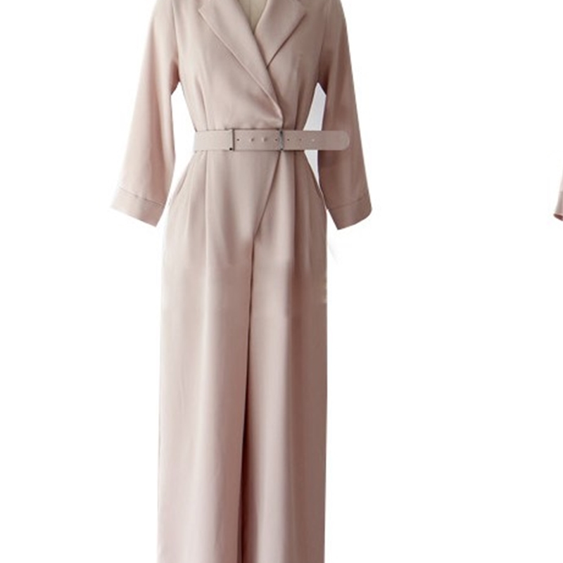 Spring Women Fashion Elegant Office OL Workwear Casual Jumpsuits Long Sleeve Wide Leg Romper With Belt 210519
