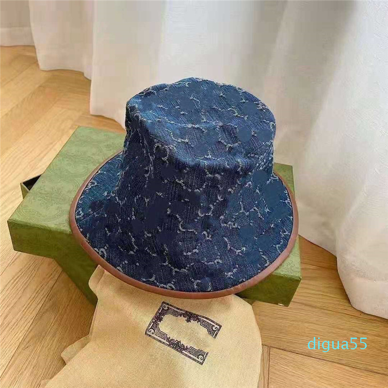 fashion Women Bucket Hat Spring and Summer Printed Washed Denim Cap Fashion Breathable Sunhat Casual Wide Brim Hats