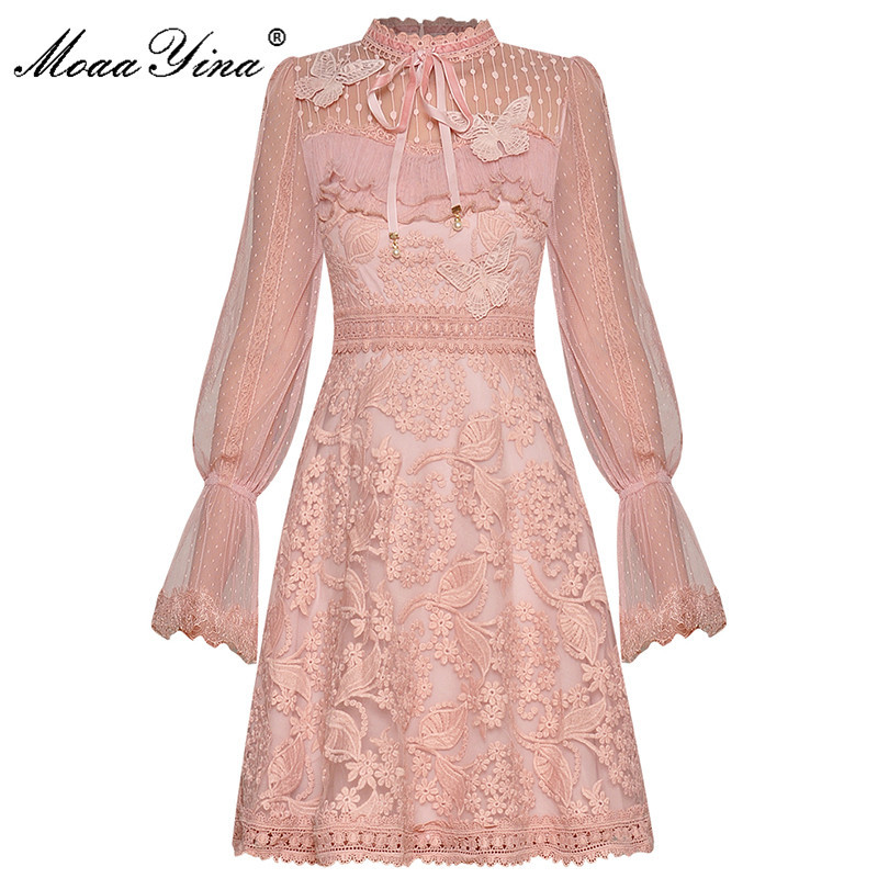 Fashion Runway dress Spring Summer Women' Dress Mesh Long sleeve Ruffles Embroidery Elegant Dresses 210524, Pink
Fashion Runway dress Spring Summer Women' Dress Mesh Long sleeve Ruffles Embroidery Elegant Dresses 210524, Pink