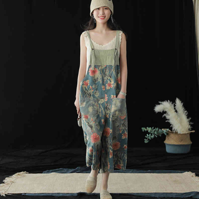 Johnature Vintage Jumpsuits For Women Denim Cloths Print Floral Summer Pockets Women Jumpsuits 210521, Beige
Johnature Vintage Jumpsuits For Women Denim Cloths Print Floral Summer Pockets Women Jumpsuits 210521, Beige